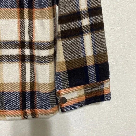 BTFBM Boutique NEW Plaid Flap Pocket Drop Shoulder Open Front Shacket Size S - Picture 7 of 10